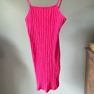 SHEIN Pink Ribbed Halter Slip Dress!